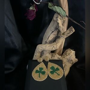 Lucky Clover Beaded Statement Earrings”